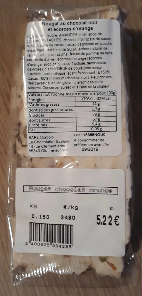 Nougat chocolat orange