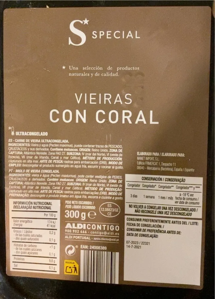 Vieiras con coral