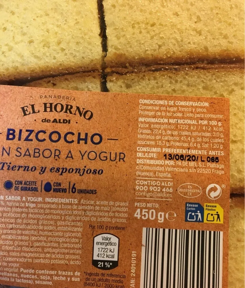 Bizcocho con sabor a yogur