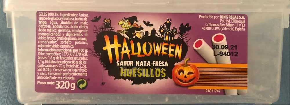 Halloween huesillos nata-fresa