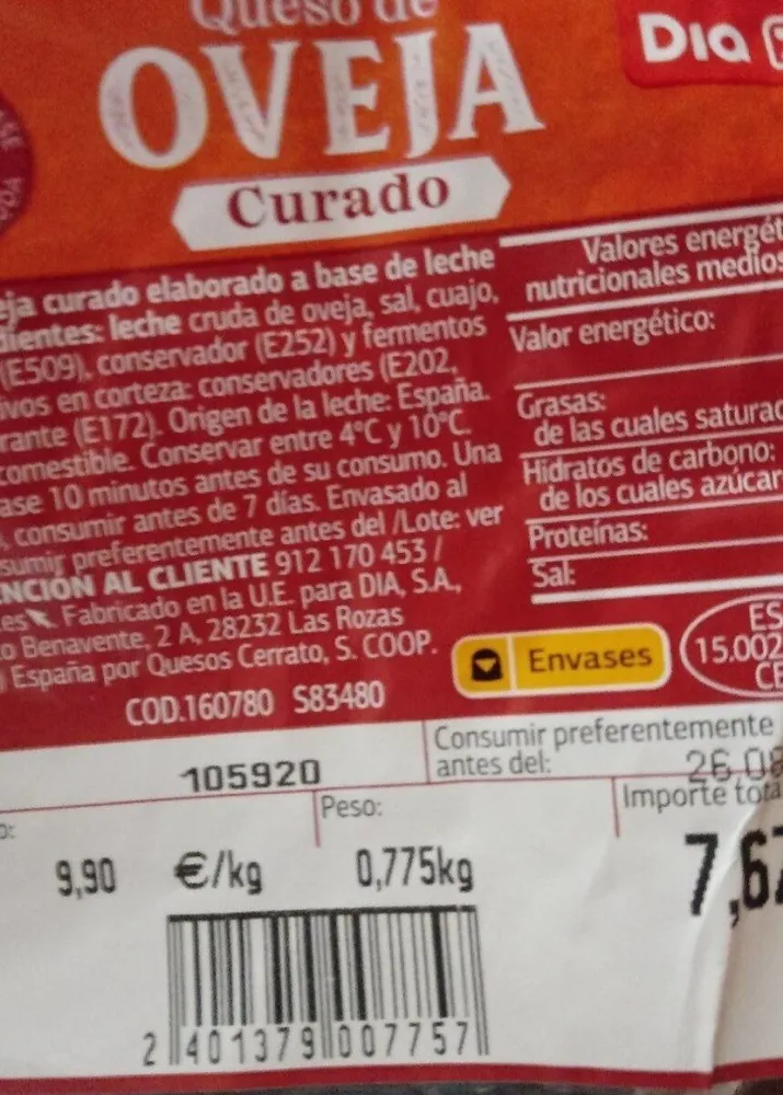 Queso de oveja curado