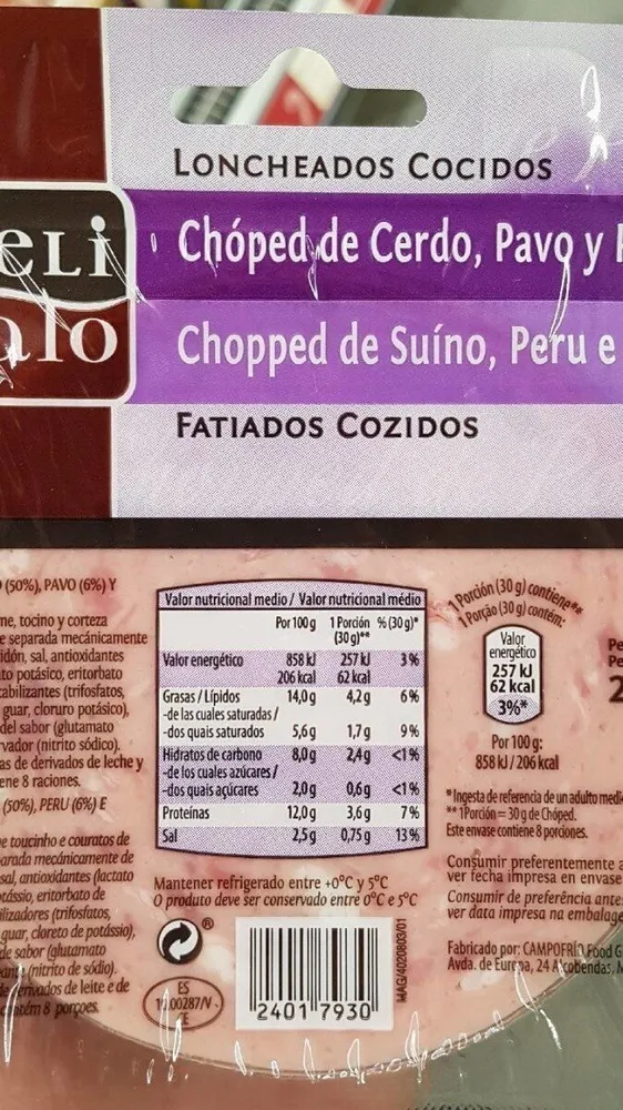 Chóped de cerdo, pavo y pollo
