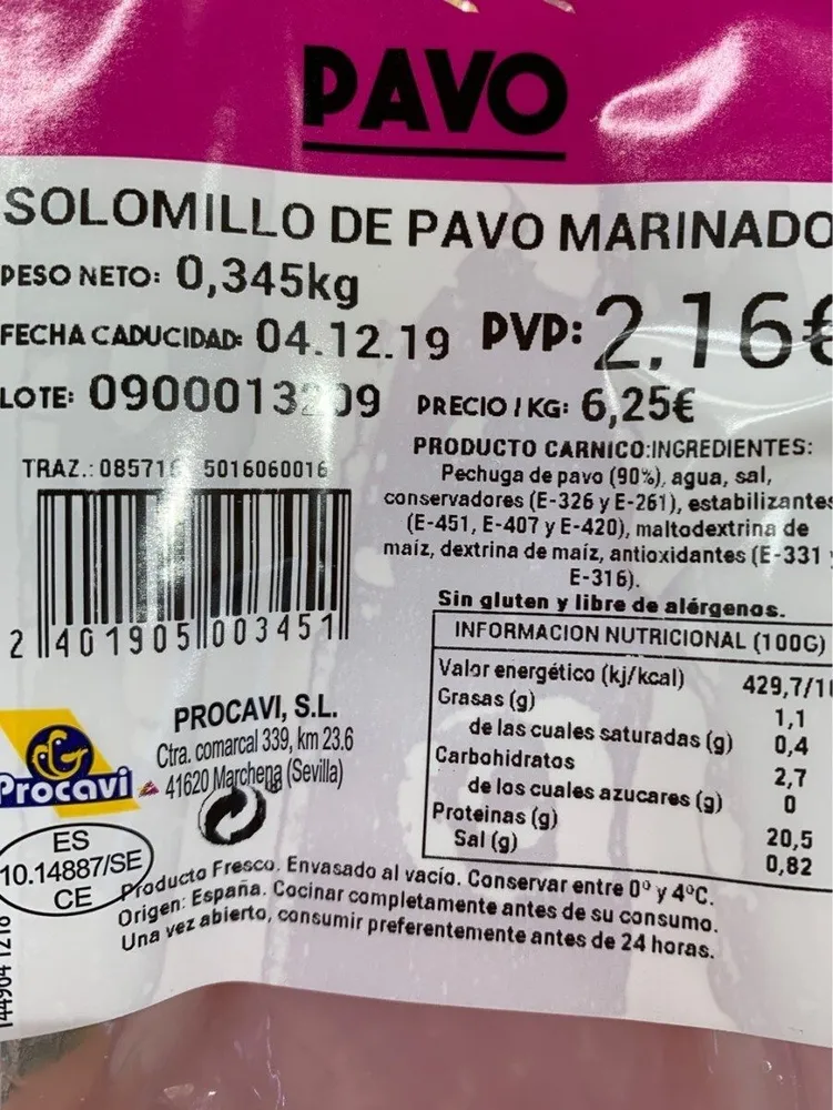 Solomillo de pavo marinado