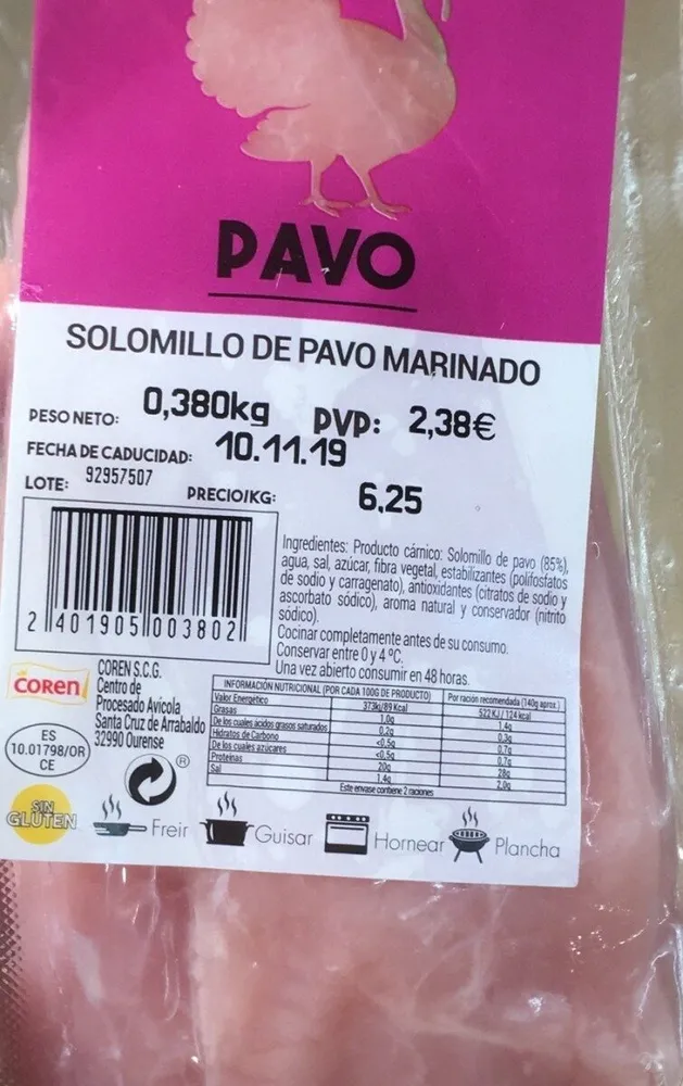 Solomillo de pavo marinado