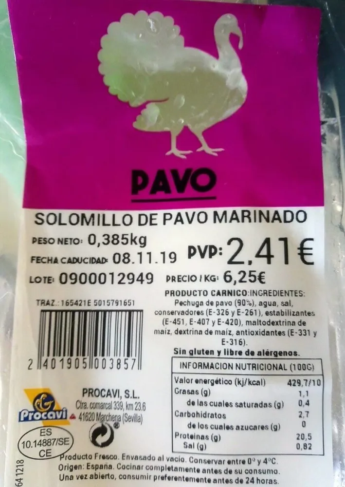 Solomillo de pavo marinado