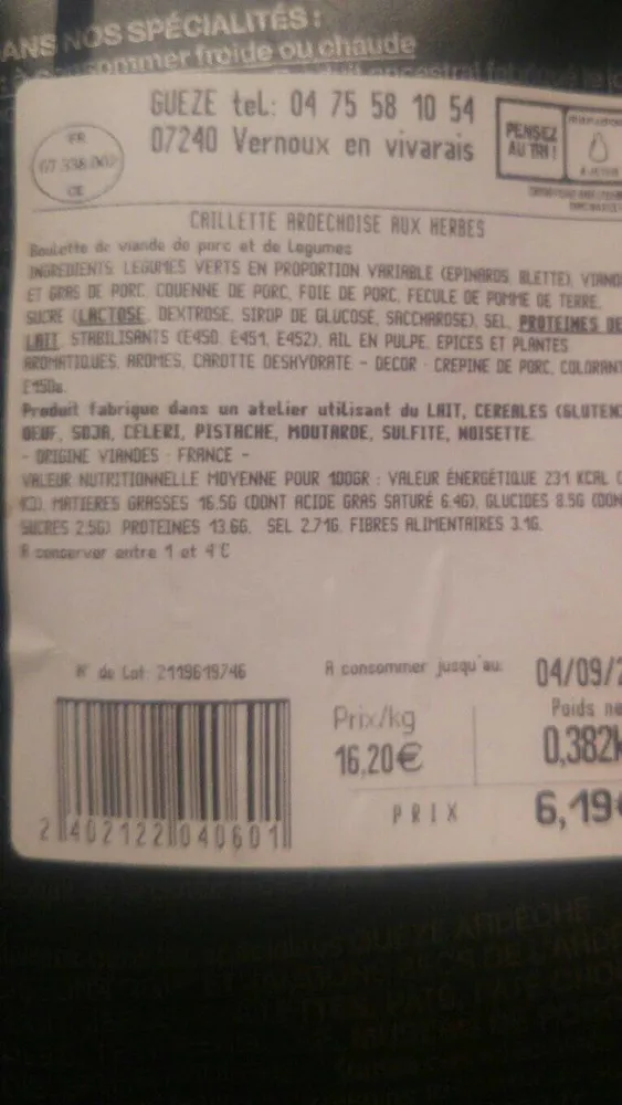 La caillette ardéchoise