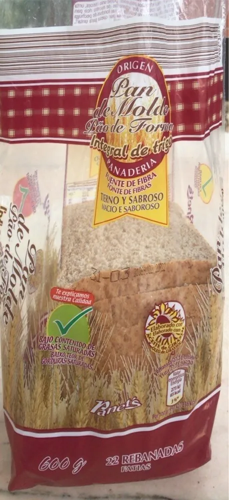 Pan de molde integral de trigo