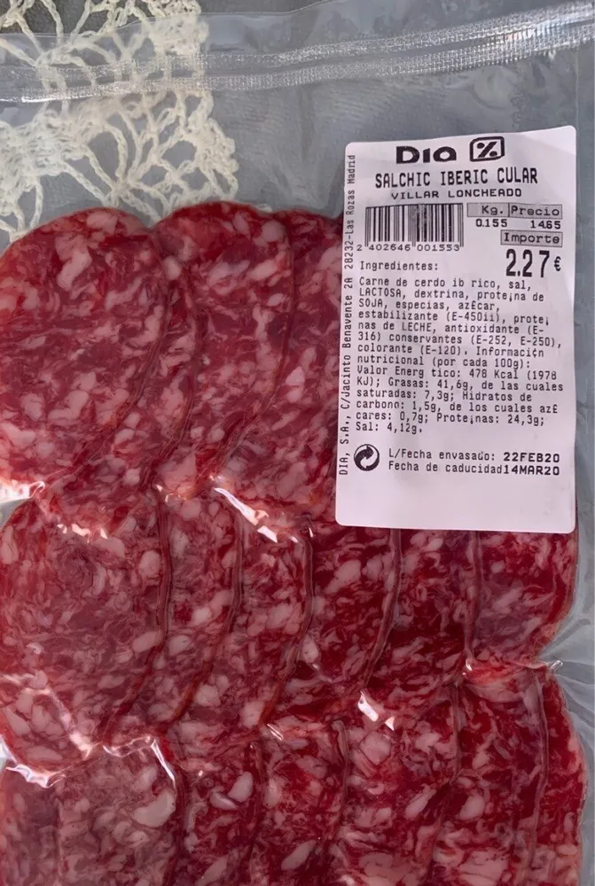 SALCHICHON IBERICO CULAR (villar loncheado)
