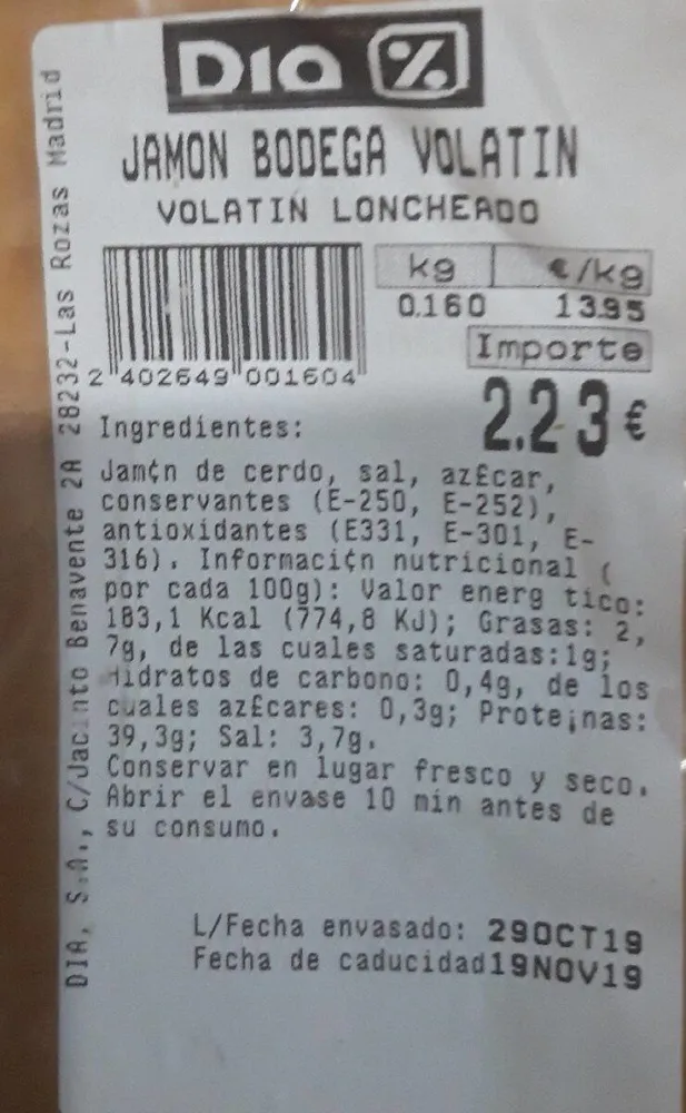 Jamón bodega Volatin