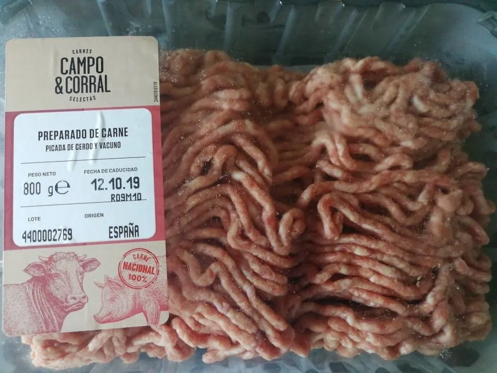 Preparado de carne picada de cerdo y vacuno