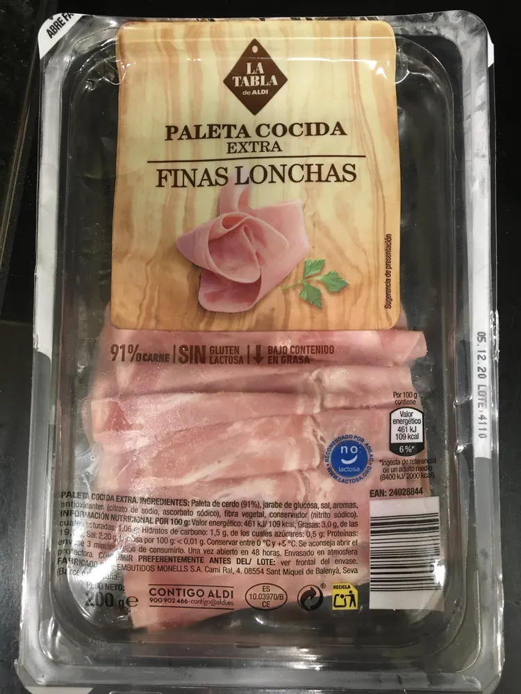 Paleta cocida extra (Finas lonchas)
