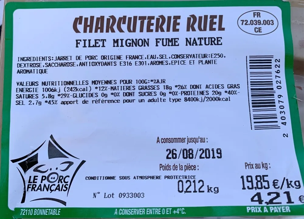 Filet Mignon Fumé Nature