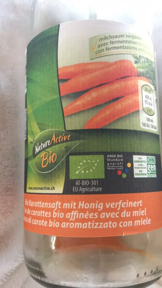 Jus de carottes bio affinées avec du miel