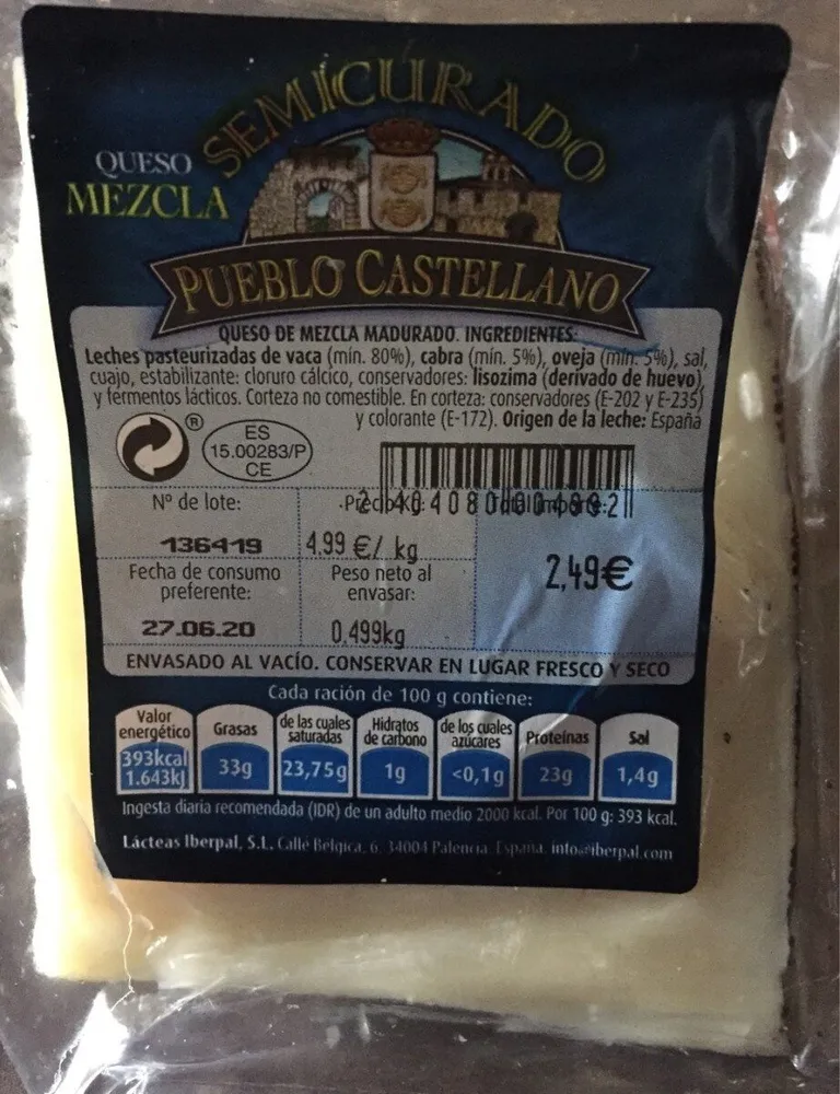 Queso mezcla semicurado