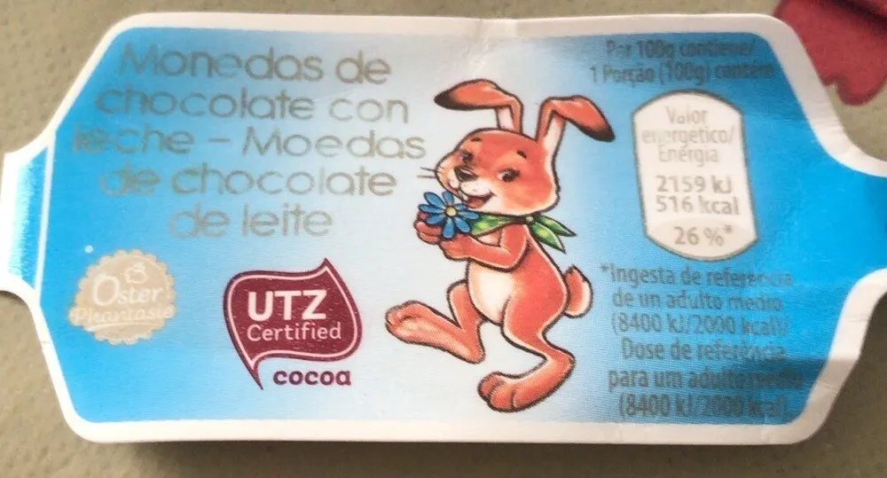 Monedas de chocolate con leche
