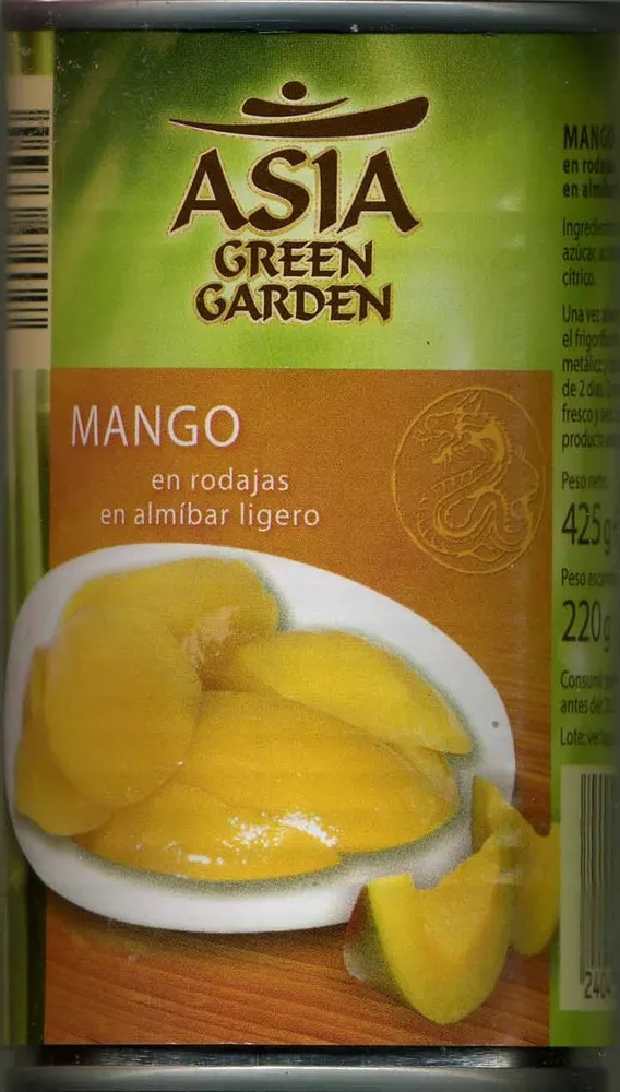 Mango en rodajas en almíbar ligero
