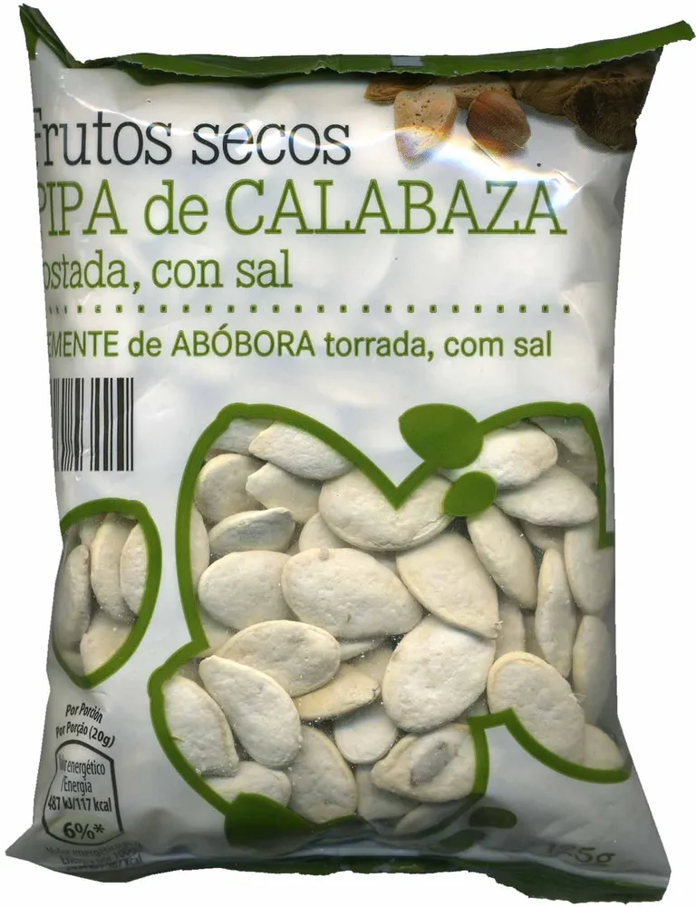 Pipa de calabaza tostada, con sal