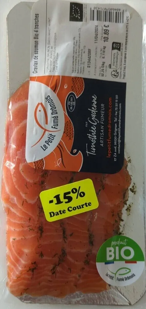 Gravlax de saumon Bio 4 tranches