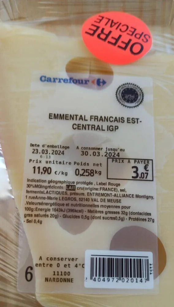 Emmental français EST-CENTRAL IGP