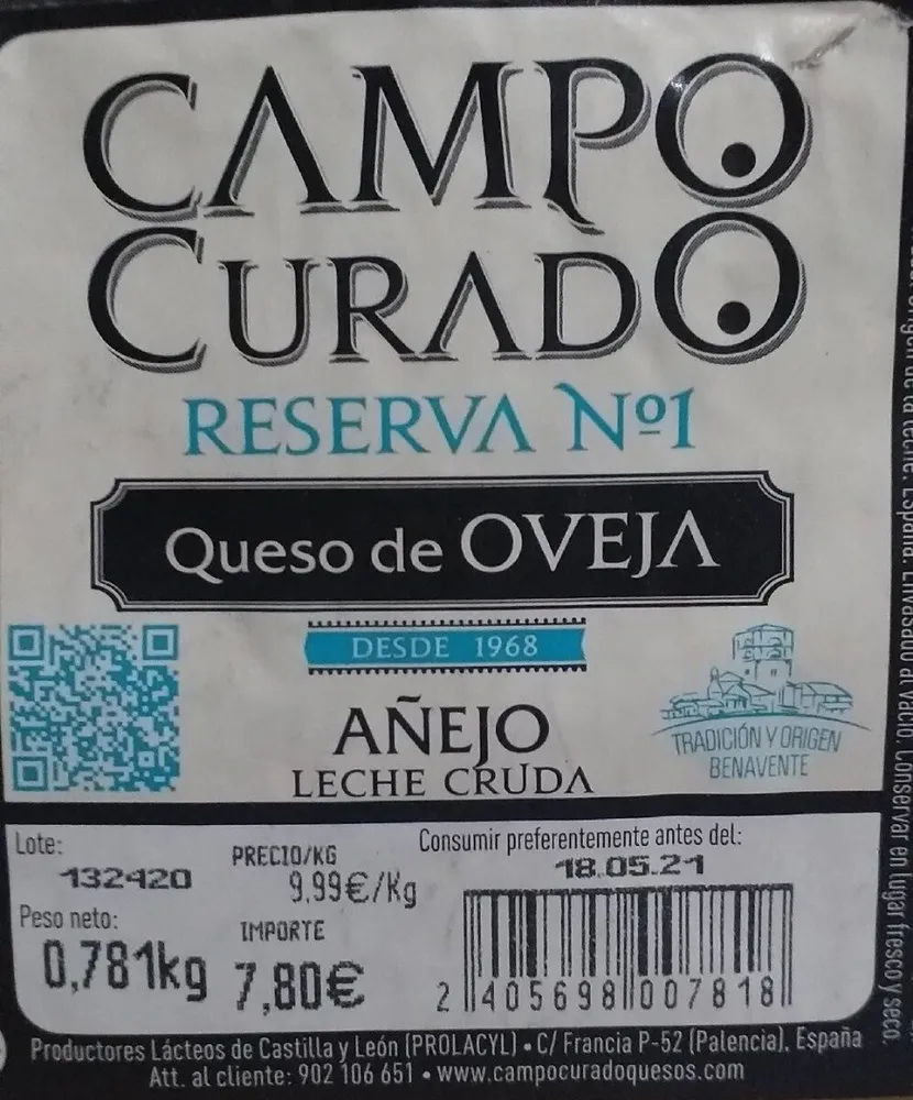 Queso de oveja leche cruda