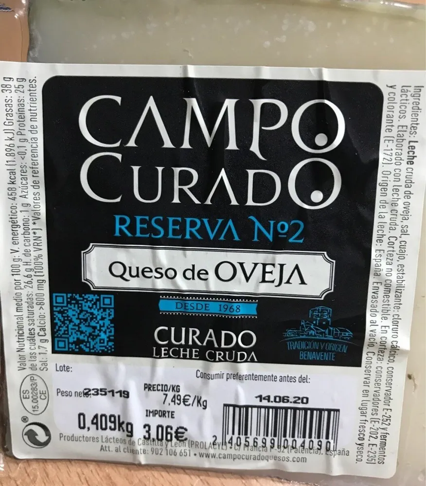 Queso oveja curado leche cruda