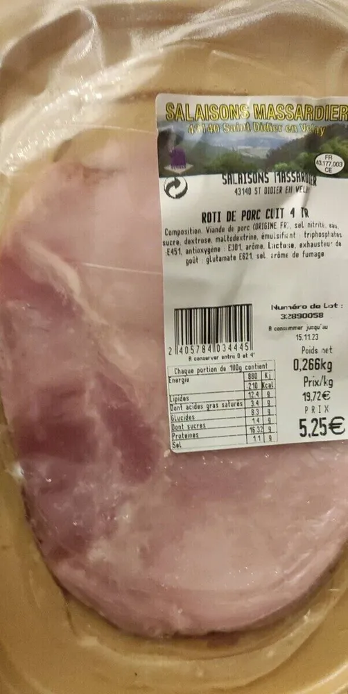 Rôti de porc cuit