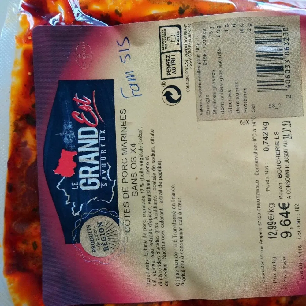 Échine de porc mariné