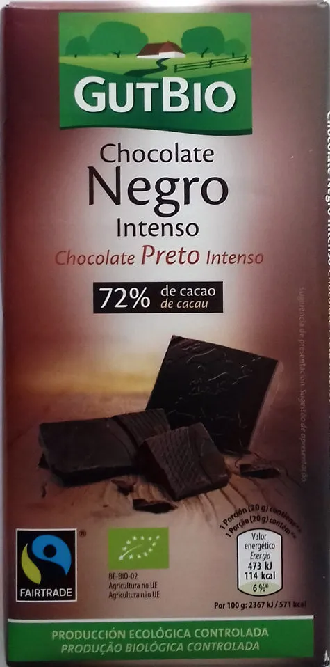 Chocolate negro intenso 72% de cacao