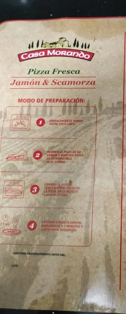 Pizza fresca jamón y scamorza