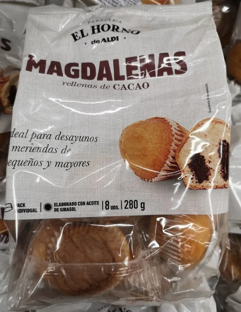 Magdalenas rellenas de cacao