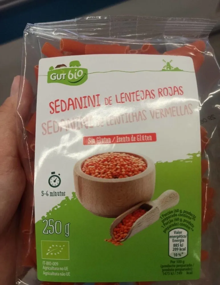Sedanini de lentejas rojas