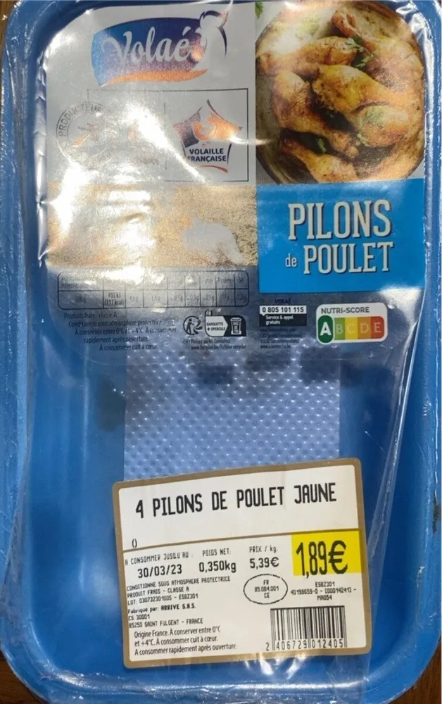 4 Pilons de poulet jaune