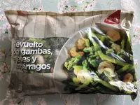 Revuelto de gambas ajetes y esparragos