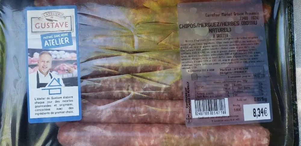 Chipos Merguez Herbe Boyau naturel