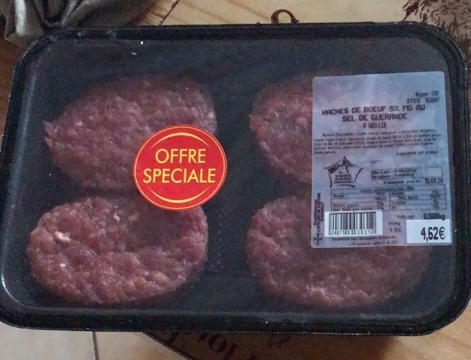 Hachés de bœuf 5% au sel de Guérande