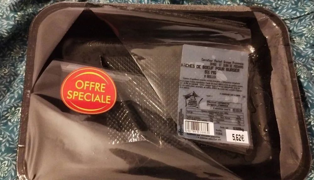 Hâchés de bœuf pour burger