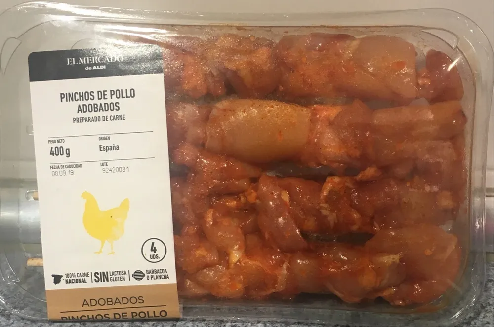 Pinchos de pollo adobados