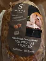 Pollo relleno al horno con ciruelas y nueces