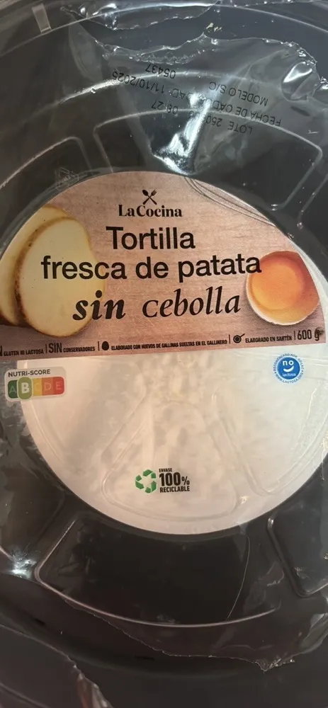 Tortilla de patatas sin cebolla
