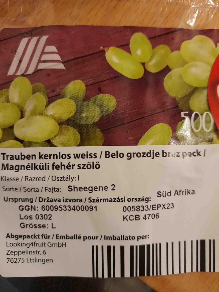 Trauben kernlos weiss