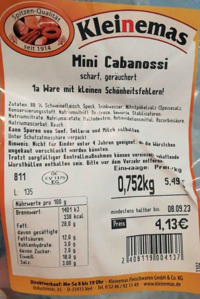 Mini Cabanossi, scharf, geräuchert