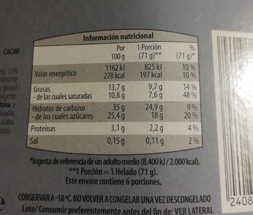 Cono sabor nata