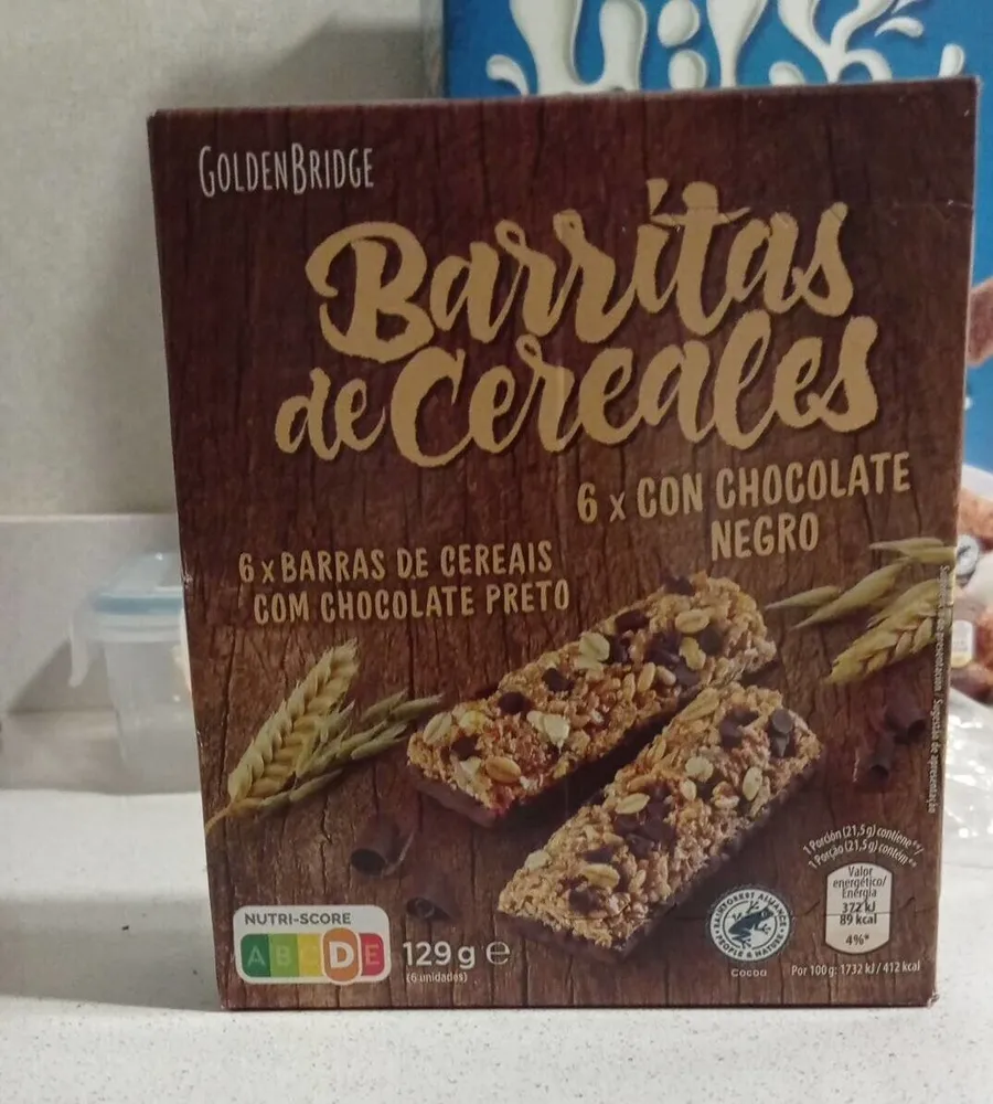 Barritas de cereales con chocolate negro