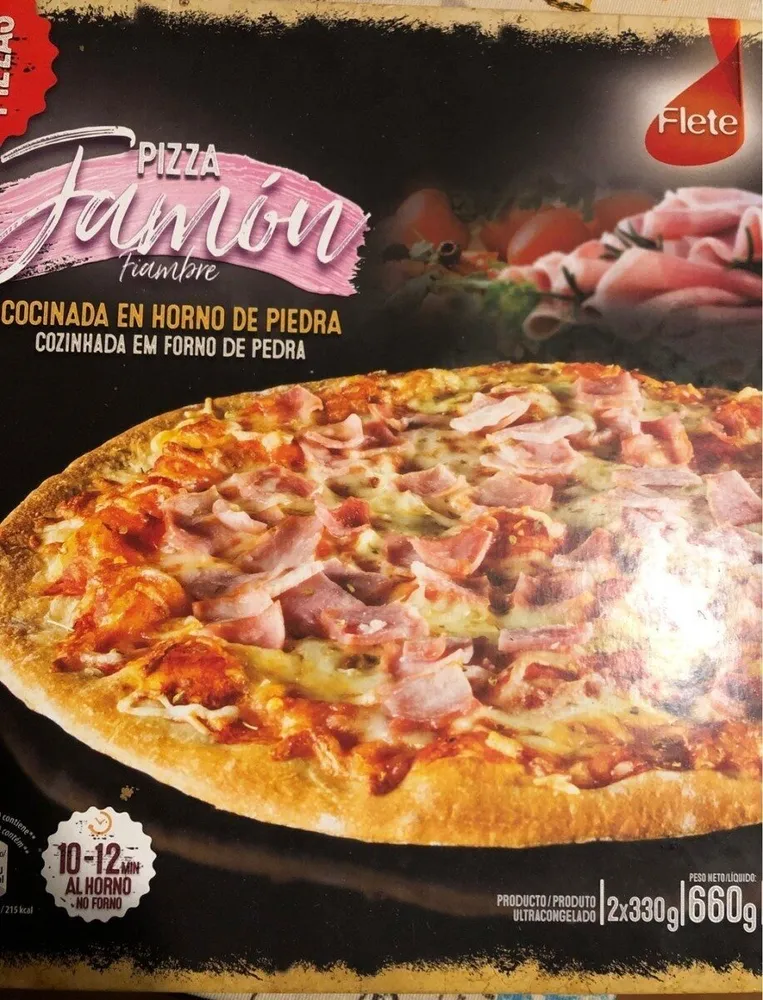 Pizza jamón al horno de piedra