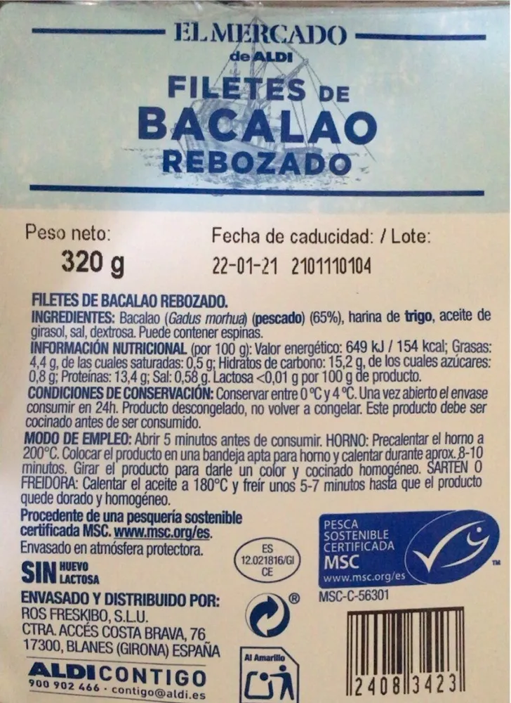 Filetes de bacalao rebozado