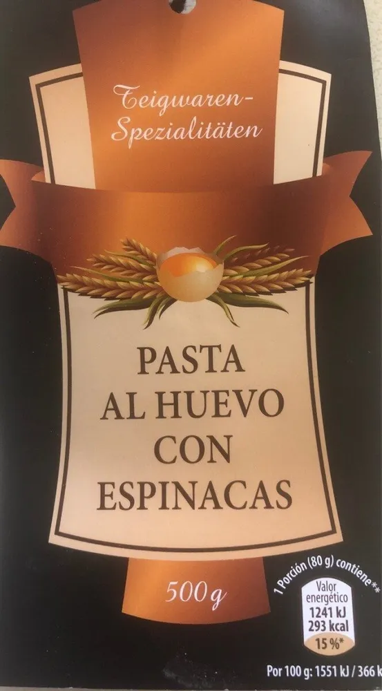 Pasta al huevo con espinacas