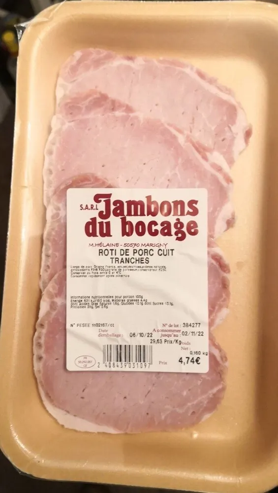 Rôti de porc cuit