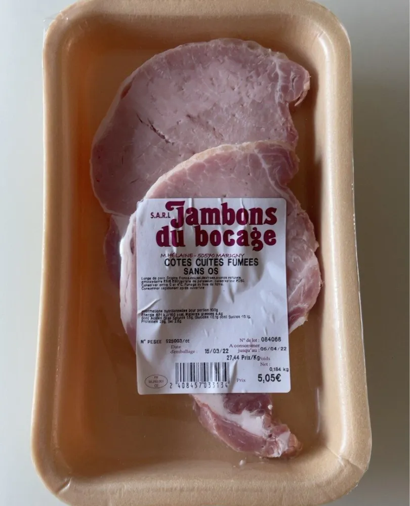 Cotes cuites fumees sans os