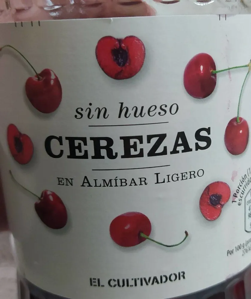 Cerezas sin hueso en almíbar ligero