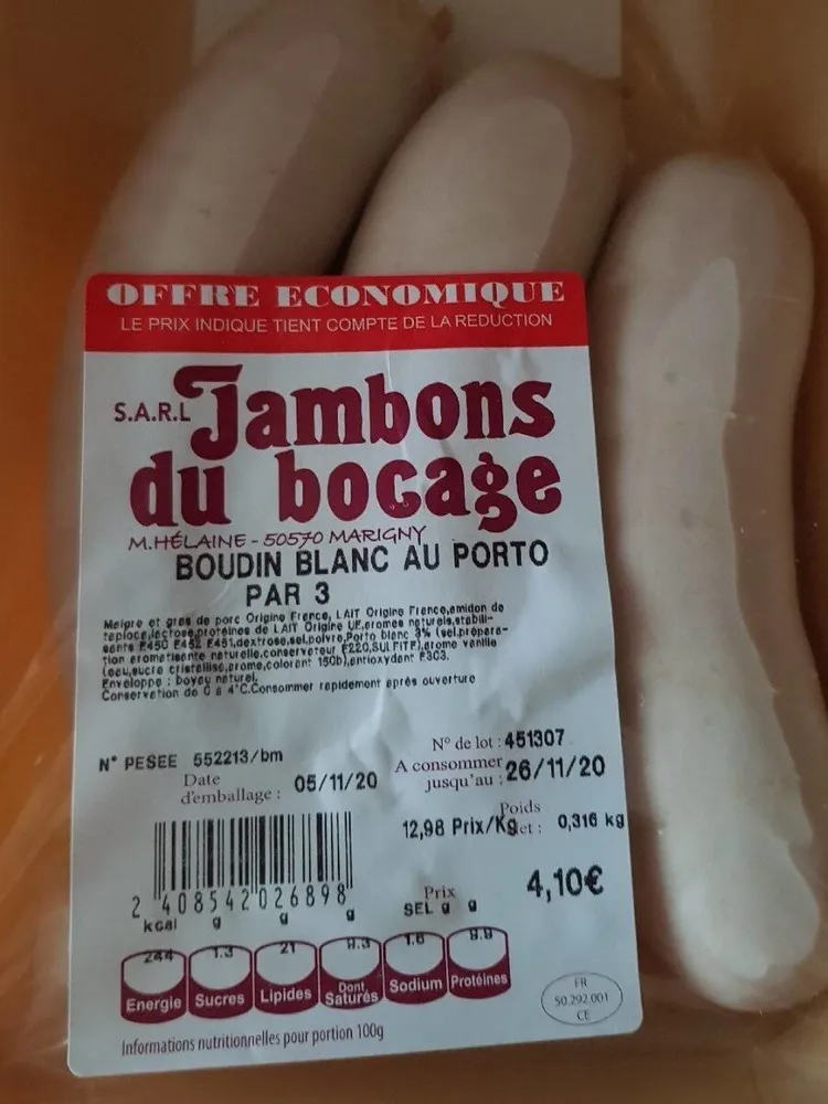 Boudin blanc au porto